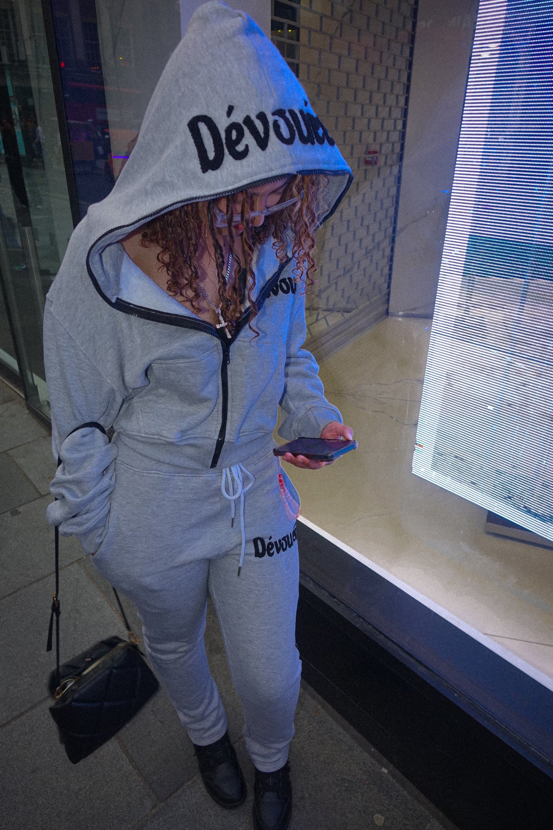 Grey dévouée crop tracksuit