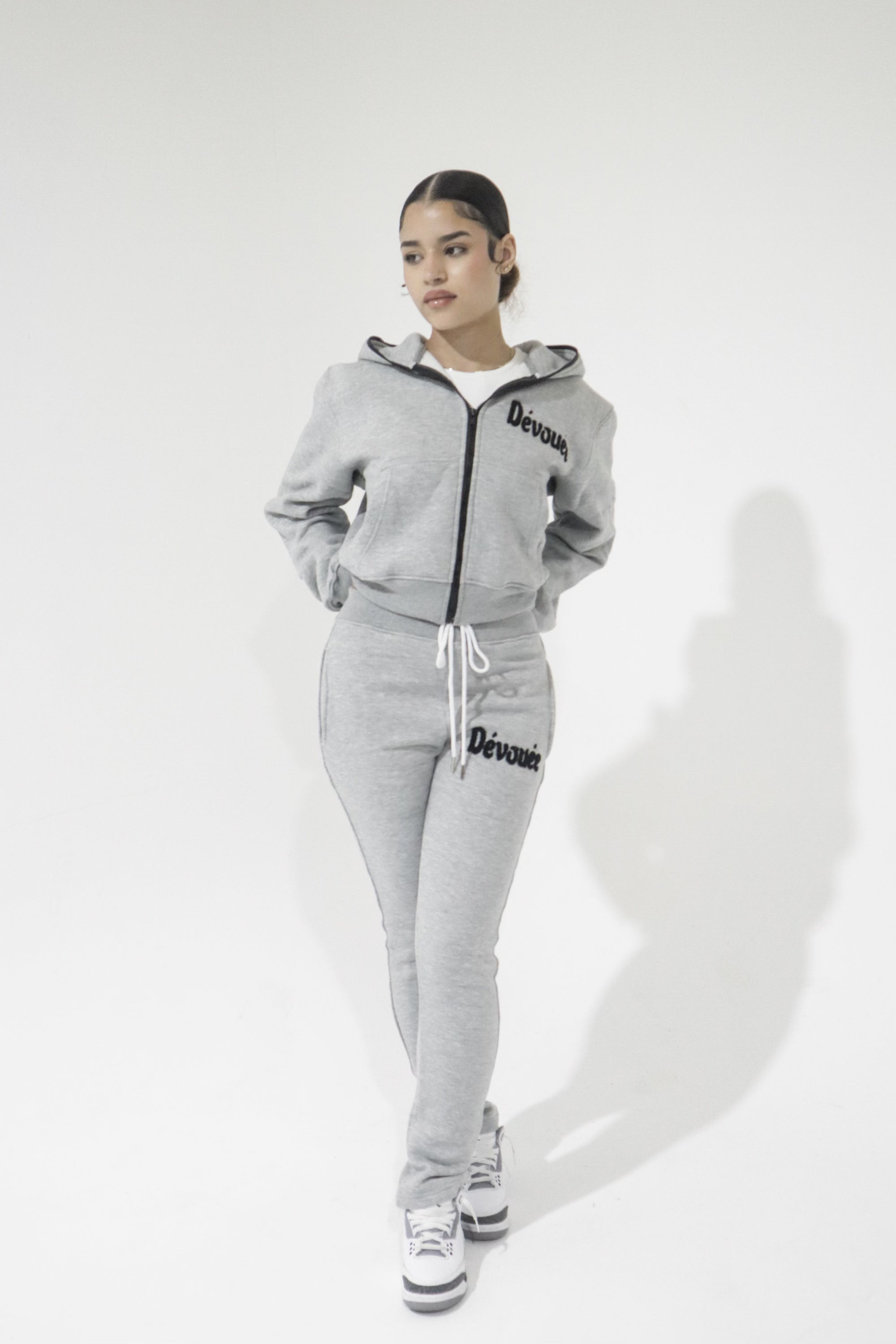 Grey dévouée crop tracksuit